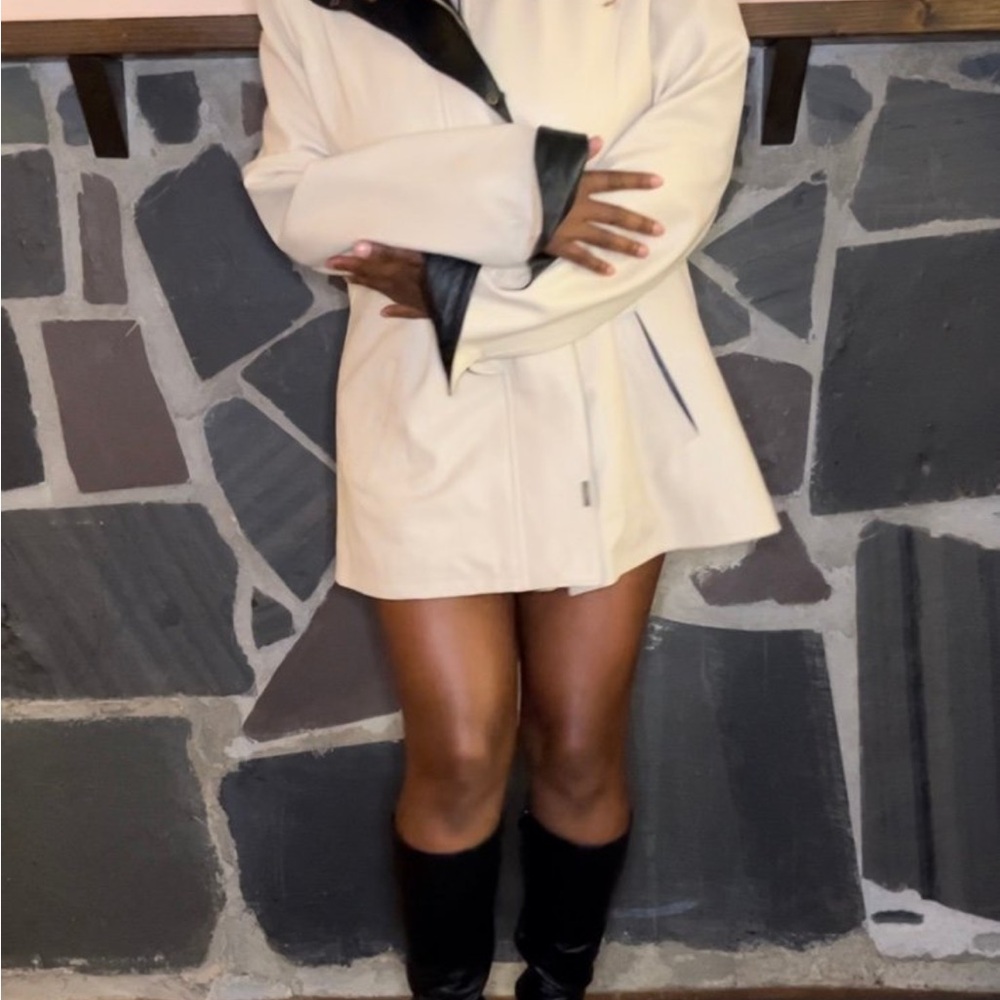 Vera Pelle Italian Cream and Black Jacket
